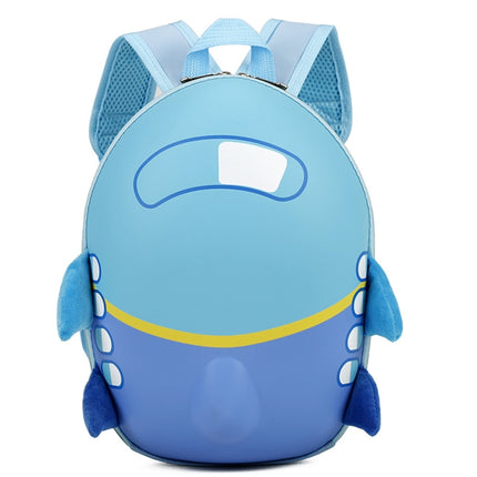 Kids Kindergarten Schoolbag Small Plane Backpack Waterproof Breathable Eggshell Backpack(Blue)-garmade.com