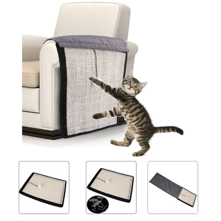 Natural sisal pet cat scratch board cat scratch pad sofa protector(Beige With Nails)-garmade.com