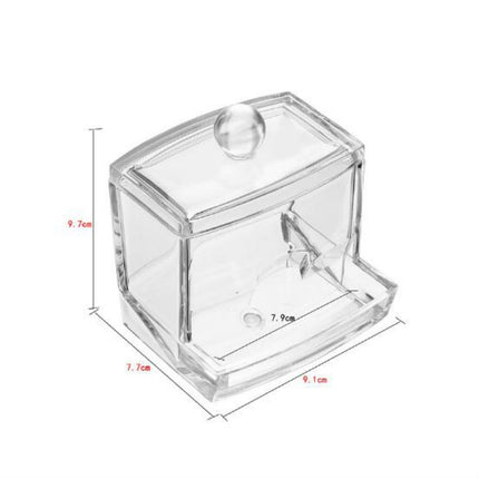 Transparent Cotton Swabs Stick Storage BoxCosmetic Makeup Organizer Case Acrylic Holder(Transparent)-garmade.com