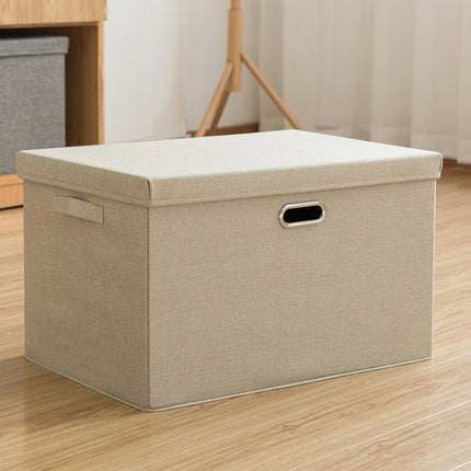 Household Clothes Storage Box Fabric Foldable Debris Storage Box Toy Storage Box, Size: S 32x24x18cm(Khaki)-garmade.com