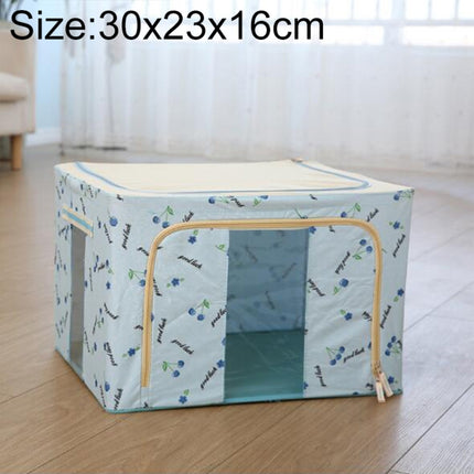 Folding Storage Box Non Woven Fabric With Zipper Moisture-proof Clothes Storage Box, Size:11L 30x23x16cm(Blue Cherry)-garmade.com