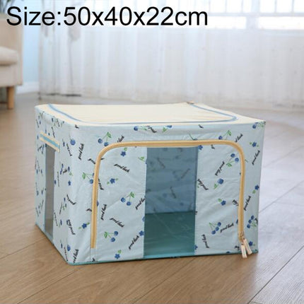 Folding Storage Box Non Woven Fabric With Zipper Moisture-proof Clothes Storage Box, Size:44L 50x40x22cm(Blue Cherry)-garmade.com