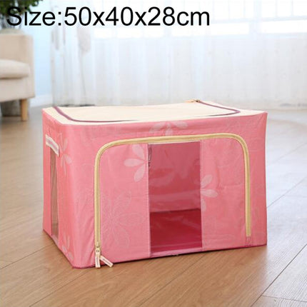 Folding Storage Box Non Woven Fabric With Zipper Moisture-proof Clothes Storage Box, Size:55L 50x40x28cm(Pink Sun Flower)-garmade.com