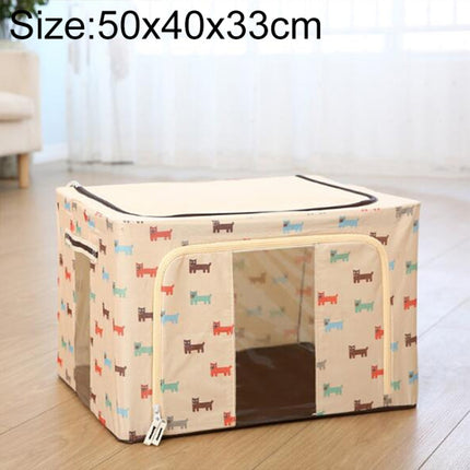 Folding Storage Box Non Woven Fabric With Zipper Moisture-proof Clothes Storage Box, Size:66L 50x40x33cm(Beige Dog)-garmade.com