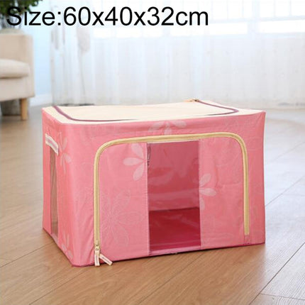 Folding Storage Box Non Woven Fabric With Zipper Moisture-proof Clothes Storage Box, Size:80L 60x40x32cm(Pink Sun Flower)-garmade.com
