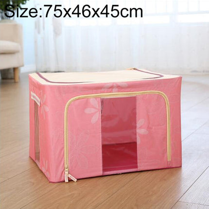 Folding Storage Box Non Woven Fabric With Zipper Moisture-proof Clothes Storage Box, Size:150L 75x46x45cm(Pink Sun Flower)-garmade.com