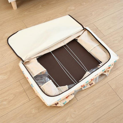 Folding Storage Box Non Woven Fabric With Zipper Moisture-proof Clothes Storage Box, Size:150L 75x46x45cm(Coffee Dog)-garmade.com