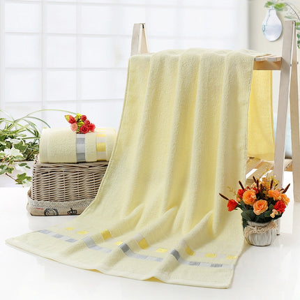 Cotton Plain Square Bath Towel Natural Environmental Protection Embroidered Bath Towel Household Towel(Off White)-garmade.com