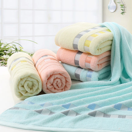 Cotton Plain Square Bath Towel Natural Environmental Protection Embroidered Bath Towel Household Towel(Off White)-garmade.com