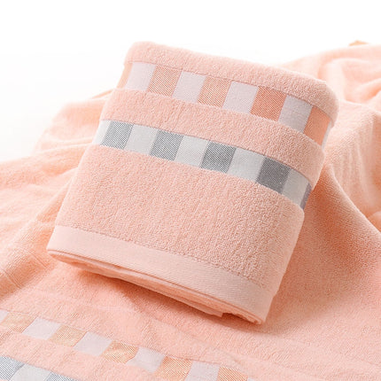 Cotton Plain Square Bath Towel Natural Environmental Protection Embroidered Bath Towel Household Towel(Light Orange)-garmade.com