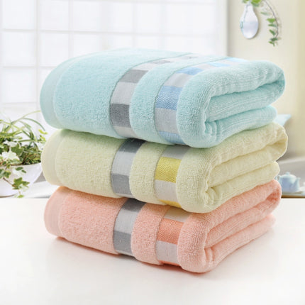 Cotton Plain Square Bath Towel Natural Environmental Protection Embroidered Bath Towel Household Towel(Light Blue)-garmade.com
