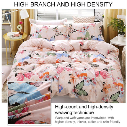 4 PCS Printing Bedding Set Bed Sheet Pillowcases Cover, Size: For 1.5m Bed(Pink Butterfly)-garmade.com
