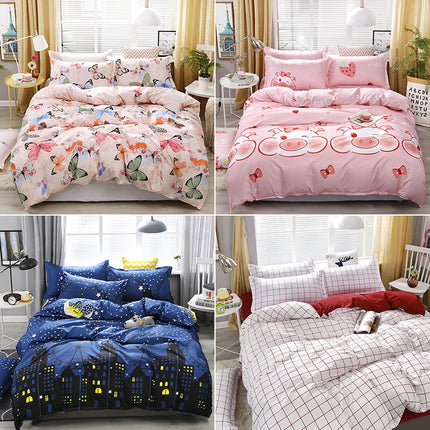 4 PCS Printing Bedding Set Bed Sheet Pillowcases Cover, Size: For 1.5m Bed(Blue Night)-garmade.com