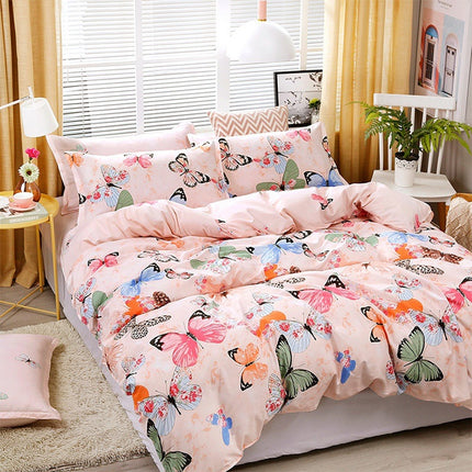 4 PCS Printing Bedding Set Bed Sheet Pillowcases Cover, Size: For 1.5m Bed(Blue Night)-garmade.com