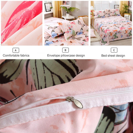 4 PCS Printing Bedding Set Bed Sheet Pillowcases Cover, Size: For 1.5m Bed(White Lattice)-garmade.com