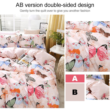 4 PCS Printing Bedding Set Bed Sheet Pillowcases Cover, Size: For 2.0m Bed(Pink Butterfly)-garmade.com