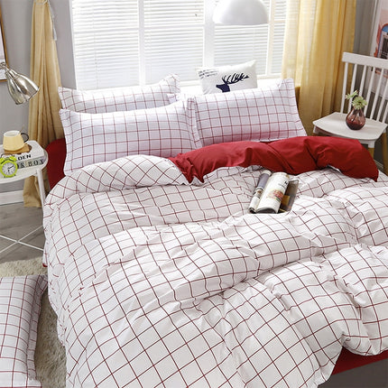 4 PCS Printing Bedding Set Bed Sheet Pillowcases Cover, Size: For 2.0m Bed(White Lattice)-garmade.com