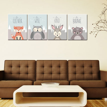 Animal Poster Painting Cartoon Nursery Wall PictureBaby Kids Room Decoration without Frame, Size:40x50cm(Owl)-garmade.com