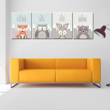 Animal Poster Painting Cartoon Nursery Wall PictureBaby Kids Room Decoration without Frame, Size:40x50cm(Owl)-garmade.com