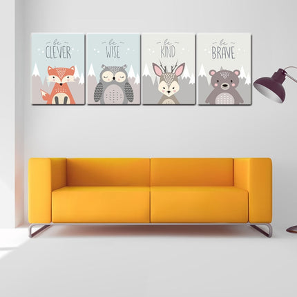 Animal Poster Painting Cartoon Nursery Wall PictureBaby Kids Room Decoration without Frame, Size:40x50cm(Deer)-garmade.com