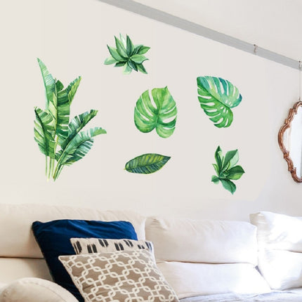 Summer Tropical Green Plant Leaves Living Room TV Wall Refrigerator Closet Decorative Wall Stickers-garmade.com