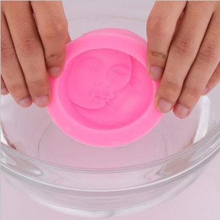 2 PCS DIY Chocolate Cake Pudding Decoration Tool Face Silicone Model Baking Mold(Pink)-garmade.com