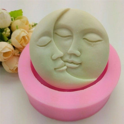 2 PCS DIY Chocolate Cake Pudding Decoration Tool Face Silicone Model Baking Mold(Pink)-garmade.com