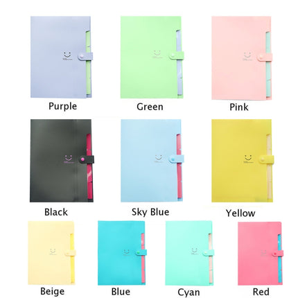 Candy-colored Smiling Face Multi-layer Portfolio Pouch Plastic Information Book File Folder(Pink)-garmade.com