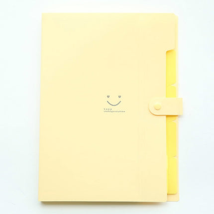 Candy-colored Smiling Face Multi-layer Portfolio Pouch Plastic Information Book File Folder(Cream Yellow)-garmade.com