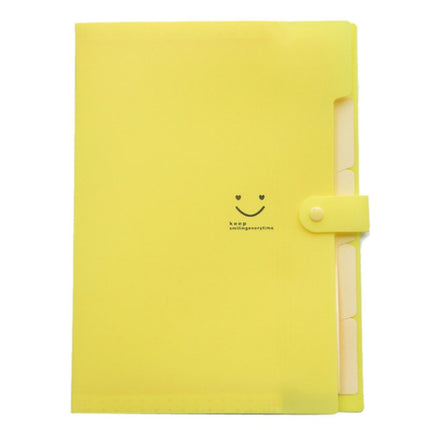 Candy-colored Smiling Face Multi-layer Portfolio Pouch Plastic Information Book File Folder(Lemon Yellow)-garmade.com