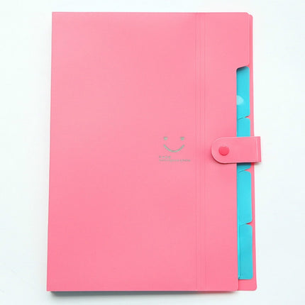 Candy-colored Smiling Face Multi-layer Portfolio Pouch Plastic Information Book File Folder(Rose Red)-garmade.com