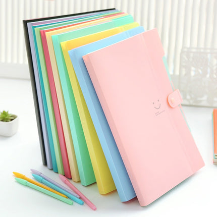 Candy-colored Smiling Face Multi-layer Portfolio Pouch Plastic Information Book File Folder(Rose Red)-garmade.com