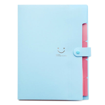 Candy-colored Smiling Face Multi-layer Portfolio Pouch Plastic Information Book File Folder(Sky Blue)-garmade.com