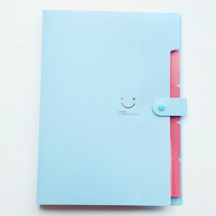 Candy-colored Smiling Face Multi-layer Portfolio Pouch Plastic Information Book File Folder(Sky Blue)-garmade.com