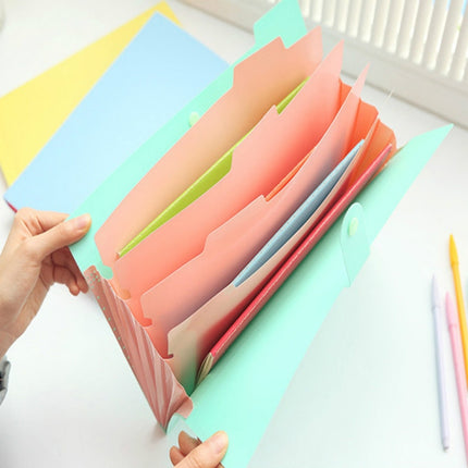 Candy-colored Smiling Face Multi-layer Portfolio Pouch Plastic Information Book File Folder(Sky Blue)-garmade.com