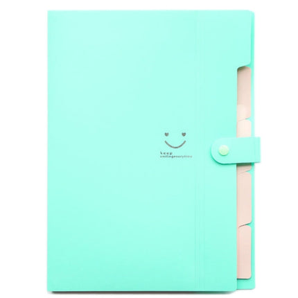 Candy-colored Smiling Face Multi-layer Portfolio Pouch Plastic Information Book File Folder(Blue Green)-garmade.com