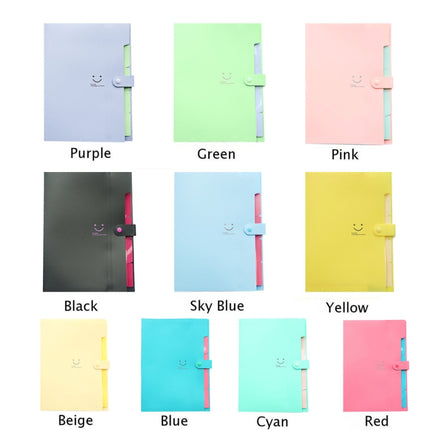 Candy-colored Smiling Face Multi-layer Portfolio Pouch Plastic Information Book File Folder(Blue Green)-garmade.com