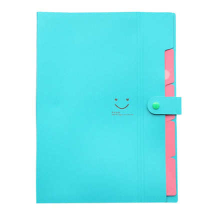 Candy-colored Smiling Face Multi-layer Portfolio Pouch Plastic Information Book File Folder(Royal Blue)-garmade.com