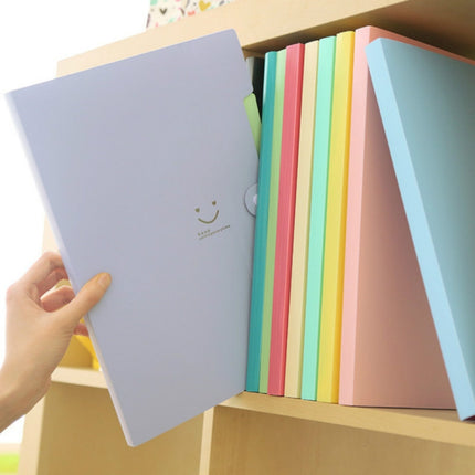 Candy-colored Smiling Face Multi-layer Portfolio Pouch Plastic Information Book File Folder(Royal Blue)-garmade.com