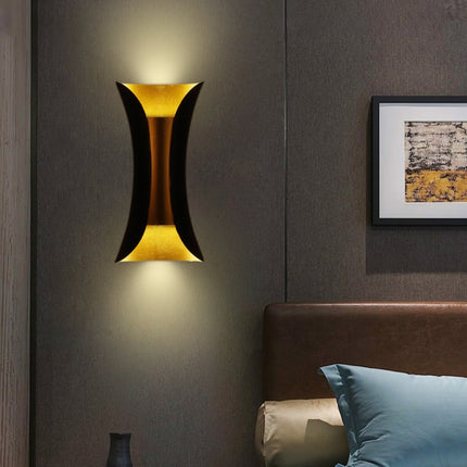 E27 LED Living Room Background Hotel Villa Corridor Bedroom Bedside Wall Lamp Small(Wood Grain Color)-garmade.com