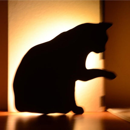 LED Light Control Sound Control Night Light Silhouette Light Shadow Light Cat Wall Light Black battery(Licking cat)-garmade.com