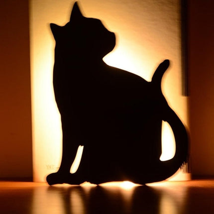LED Light Control Sound Control Night Light Silhouette Light Shadow Light Cat Wall Light Black battery(Back cat)-garmade.com