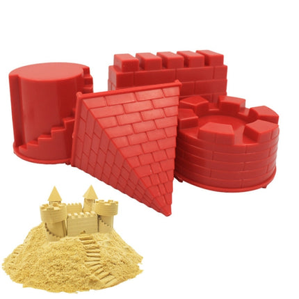 4 PCS Children Educational Toys Castle Molds Play Sand Tools(Red)-garmade.com