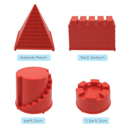 4 PCS Children Educational Toys Castle Molds Play Sand Tools(Red)-garmade.com