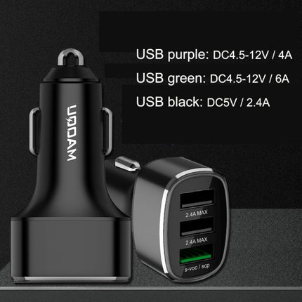 QIAKEY GT680 3 USB Ports Fast Charge Car Charger(Black)-garmade.com