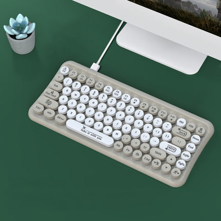 LANGTU LT700 85 Keys Wired Film Silent Punk Keyboard, Cable Length: 1.5m(Milk Tea Gray)-garmade.com