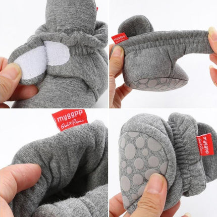 0-1 Year Old Spring and Autumn Knitted Baby Shoes Warm Toddler Cotton Shoes, Size:Inner Length 11cm(Gray Stars)-garmade.com