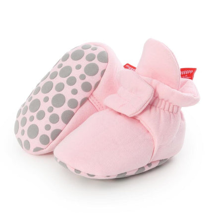 0-1 Year Old Spring and Autumn Knitted Baby Shoes Warm Toddler Cotton Shoes, Size:Inner Length 11cm(Pink Stars)-garmade.com