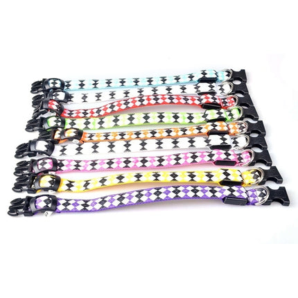 Plaid Pattern Rechargeable LED Glow Light Leads Pet Dog Collar for Small Medium Dogs, Size:S(White)-garmade.com