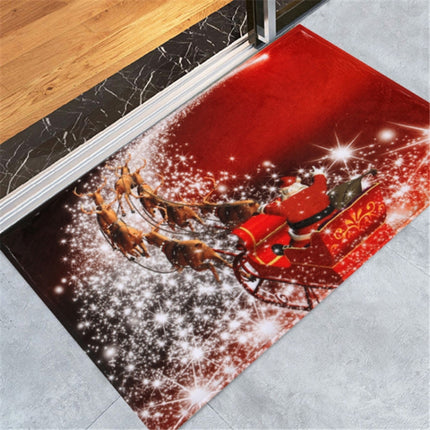 Christmas Pattern Household Non-slip Floor Mats for Home Decoration, Size:40x60cm(Christmas Deer Carriage)-garmade.com